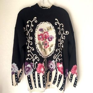 💐VTG hand knit pearl embellished cottage core sweater